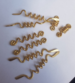 Set of 8 viking style brass hair beads