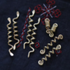 Set of 8 viking style brass hair beads