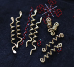Set of 8 viking style brass hair beads