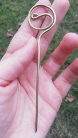Celtic brass pin, Reenactment clothes brooch