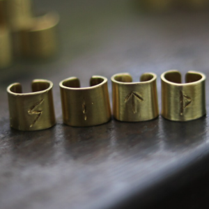 Viking rune hair brass ring