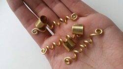 Set of 6 viking style brass hair beads