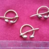 Set of 3 tiny brass fibula, Viking Baltic micro horseshoe brooch, Tribal Ancient Reenactment Historical Medieval Jewellery