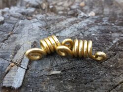 2pcs Viking Brass Hair Bead Hair Ring Spiral Tribal Style Hair Accessory, Viking Hair bead