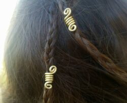 2pcs Viking Brass Hair Bead Hair Ring Spiral Tribal Style Hair Accessory, Viking Hair bead