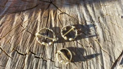 Set of 3 brass viking fibulas. Two types