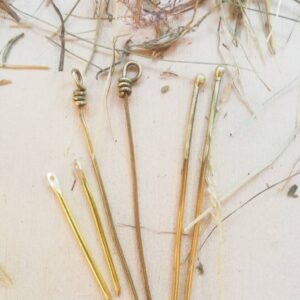 Set of brass sewing nordic needles, 6 pcs viking craft tools