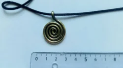 Spiral Wire Grass-Snake Sun Design Tribal Brass Pendant, Balts Vikings Necklace