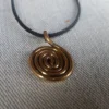 Spiral Wire Grass-Snake Sun Design Tribal Brass Pendant, Balts Vikings Necklace