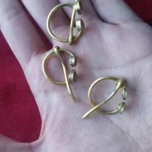 Set of 3 tiny brass fibula, Viking Baltic micro horseshoe brooch, Tribal Ancient Reenactment Historical Medieval Jewellery